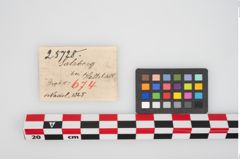 Etikett zu Bronzemehrkopfnadel (NHMW-PRAE-025728)